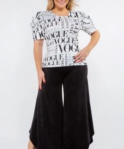 Social Butterfly Collection White Black Vogue Print Top New Arrivals