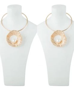 Social Butterfly Collection Hammered Gold Pearl Necklace