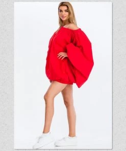 Social Butterfly Collection Red Boho Style Dress Top