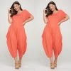Social Butterfly Collection Orange Coral Plus Size Romper Jumpsuit New Arrivals