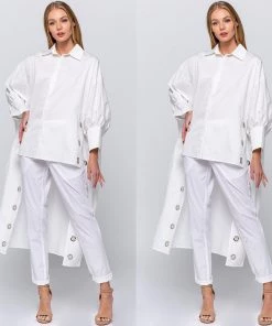 Social Butterfly Collection New Arrivals White Grommet Detailing High Low Top