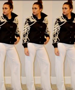 Social Butterfly Collection Detailed Black Jacket With Lace Up Drawstrings