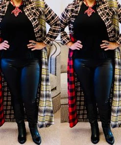 Social Butterfly Collection Plaid Check Multi Color Duster Dress 60 Social Butterfly Collection Plaid Check Multi Color Duster Dress