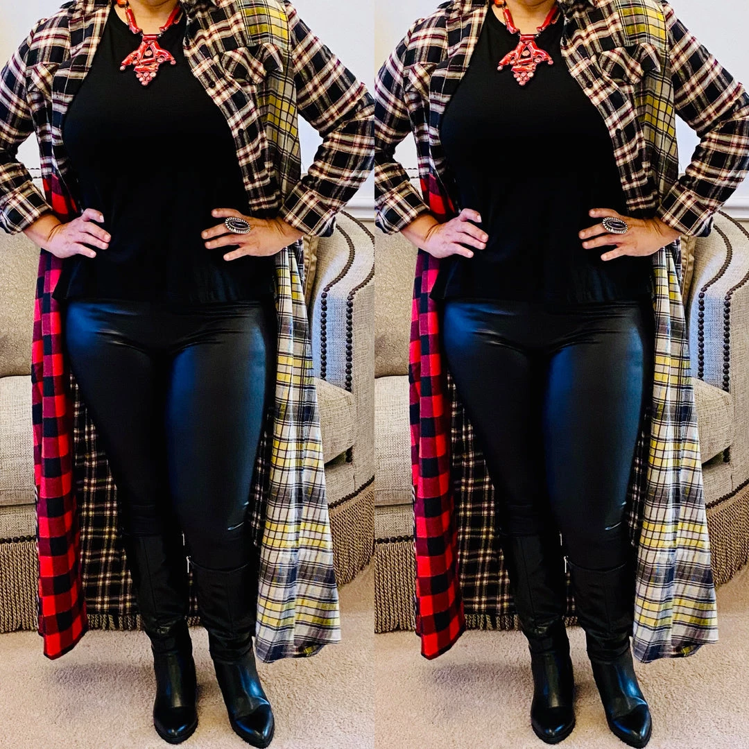 Social Butterfly Collection Plaid Check Multi Color Duster Dress 27 Social Butterfly Collection Plaid Check Multi Color Duster Dress