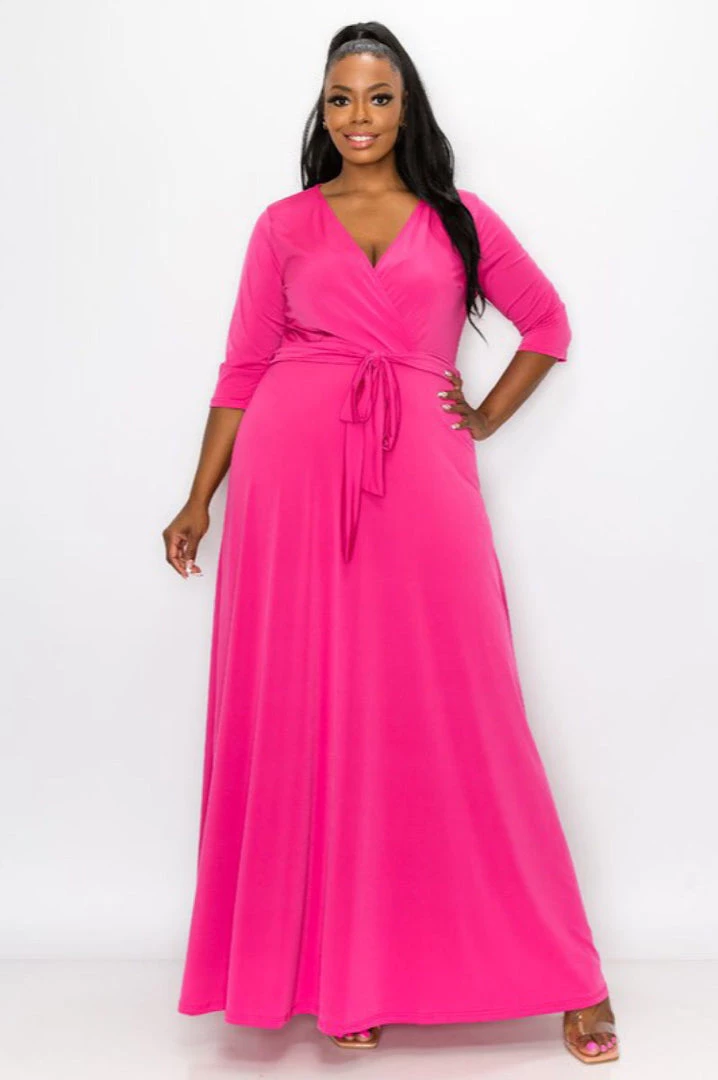 Social Butterfly Collection Pink Faux Wrap Maxi Dress 6 Social Butterfly Collection Pink Faux Wrap Maxi Dress