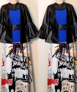 Social Butterfly Collection Black Puffy Sleeve Faux Leather Jacket Sale 48 Social Butterfly Collection Black Puffy Sleeve Faux Leather Jacket Sale