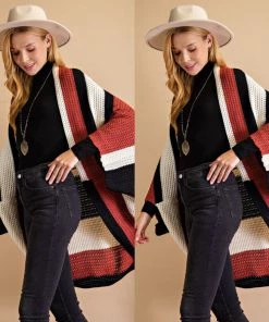 Social Butterfly Collection Bold Multi Color Loose Fit Cardigan Sale