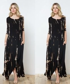 Social Butterfly Collection New Arrivals Tie Dye Print Long Maxi Handkerchief Dress