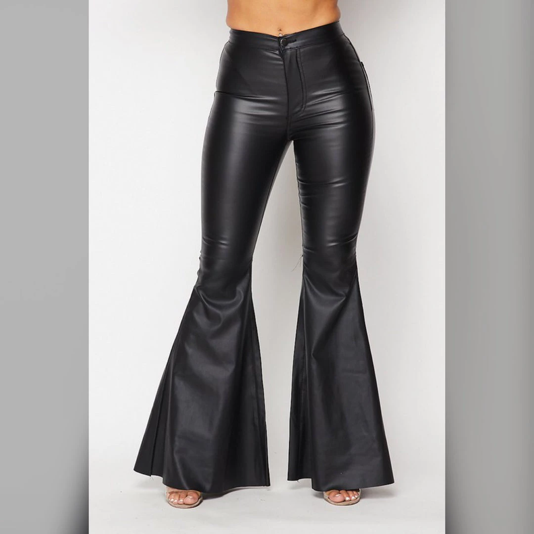 Social Butterfly Collection Black Faux Leather Bell Bottom Pants Plus Sizes 9 Social Butterfly Collection Black Faux Leather Bell Bottom Pants Plus Sizes