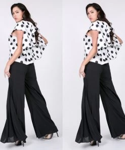 Social Butterfly Collection White Black Polka Dot Cascading Back Jacket