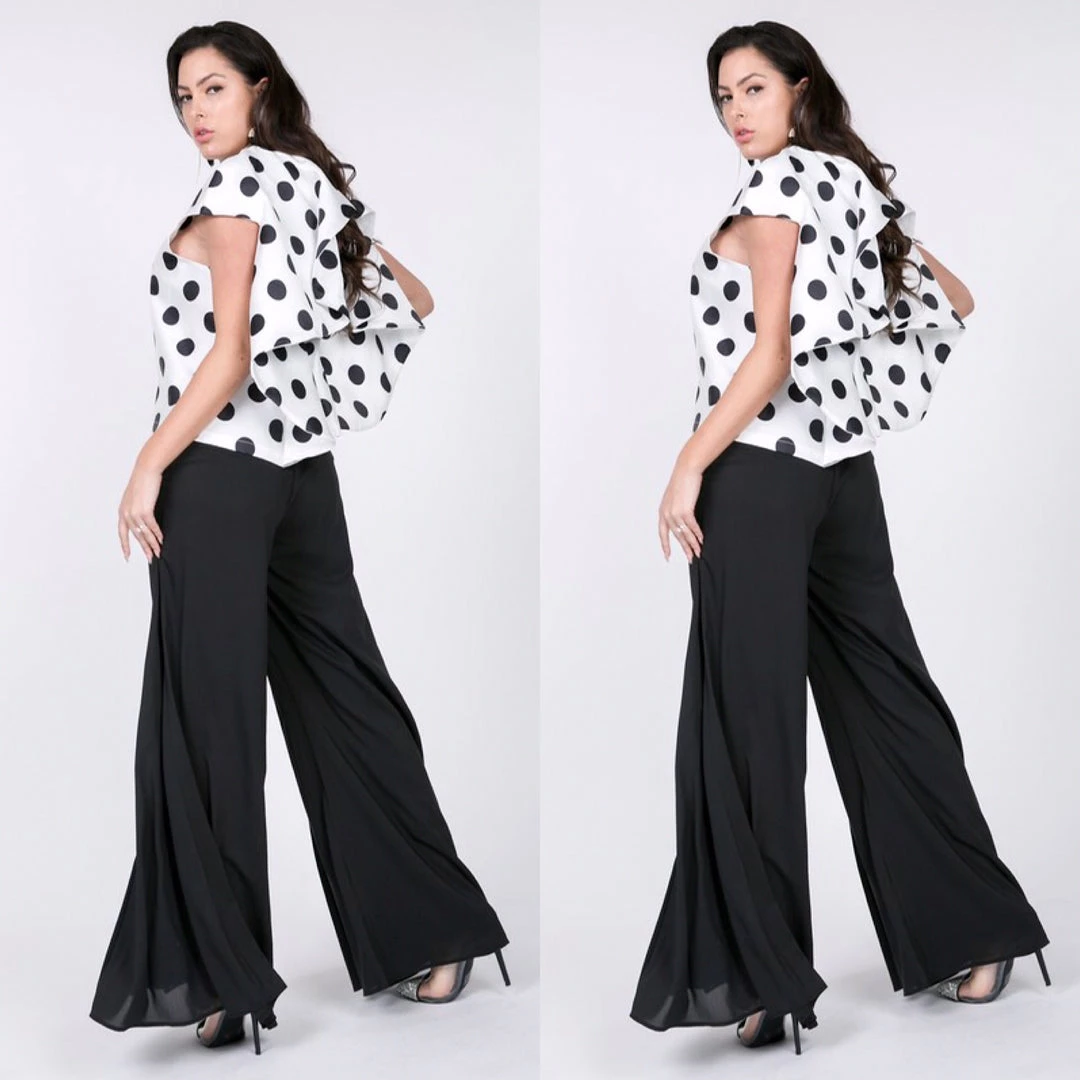 Social Butterfly Collection White Black Polka Dot Cascading Back Jacket 4 Social Butterfly Collection White Black Polka Dot Cascading Back Jacket