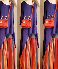 Social Butterfly Collection Burnt Orange Faux Ostrich Gold Handle Handbag