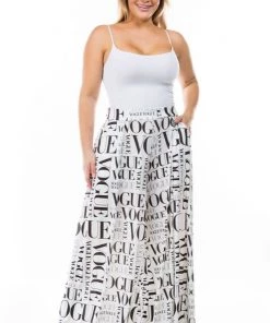 Social Butterfly Collection White Black Vogue Print Palazzo Pants New Arrivals