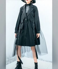 Social Butterfly Collection Black Tulle Detail Large Pocket Jacket