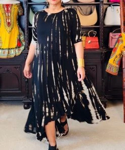 Social Butterfly Collection New Arrivals Black Taupe Tie Dye Handkerchief Dress 40 Social Butterfly Collection New Arrivals Black Taupe Tie Dye Handkerchief Dress