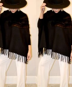 Social Butterfly Collection Black Faux Fur Fringe Detail Sweater Top Sale