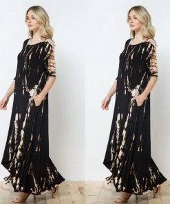Social Butterfly Collection New Arrivals Tie Dye Print Long Maxi Handkerchief Dress