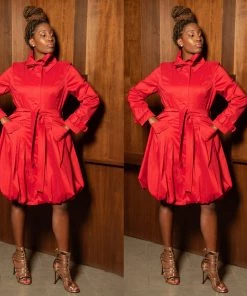 Social Butterfly Collection Regal Red Modern Day Coat Dress