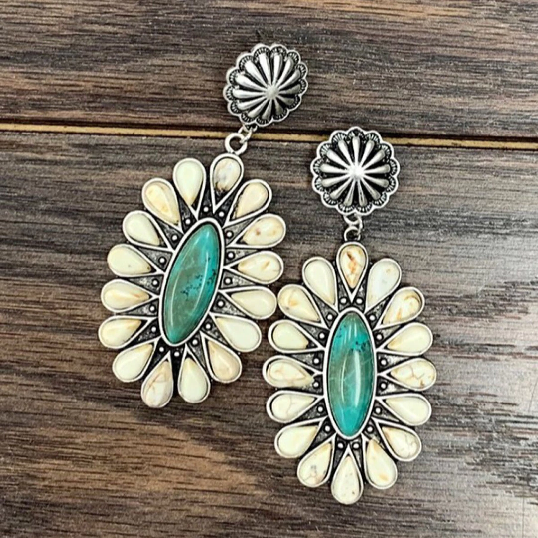 Social Butterfly Collection New Arrivals Bohemian Inspired Natural Turquoise Blossom Earrings 4 Social Butterfly Collection New Arrivals Bohemian Inspired Natural Turquoise Blossom Earrings