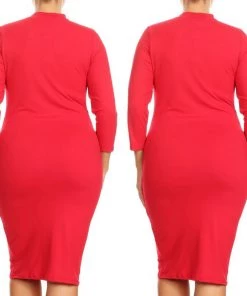 Social Butterfly Collection Plus Sizes Red Mock Neck Fitted Knee Length Dress 39 Social Butterfly Collection Plus Sizes Red Mock Neck Fitted Knee Length Dress