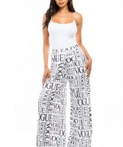 Social Butterfly Collection Vogue White Black Print Palazzo Pants
