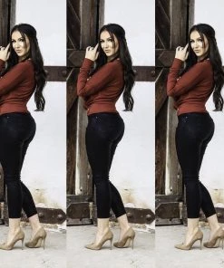 Social Butterfly Collection Black Plus Size Shiny Skinny Jeans