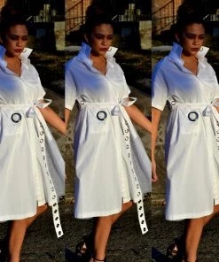 Social Butterfly Collection White Or Black Button Down Grommet Detail Top