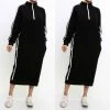 Social Butterfly Collection Black White Sporty Casual Mid Length Dress