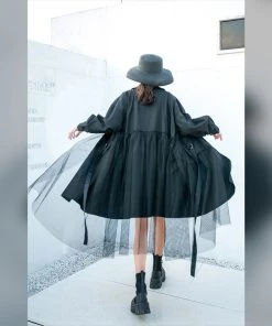 Social Butterfly Collection Black Tulle Detail Large Pocket Jacket