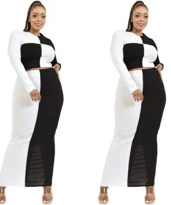 Social Butterfly Collection Color Block Plus Size Two Piece Skirt Set
