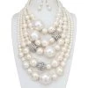 Social Butterfly Collection White X-Large Pearl Statement Necklace