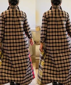 Social Butterfly Collection Dresses Multi Color Plaid Check Pattern Duster Dress