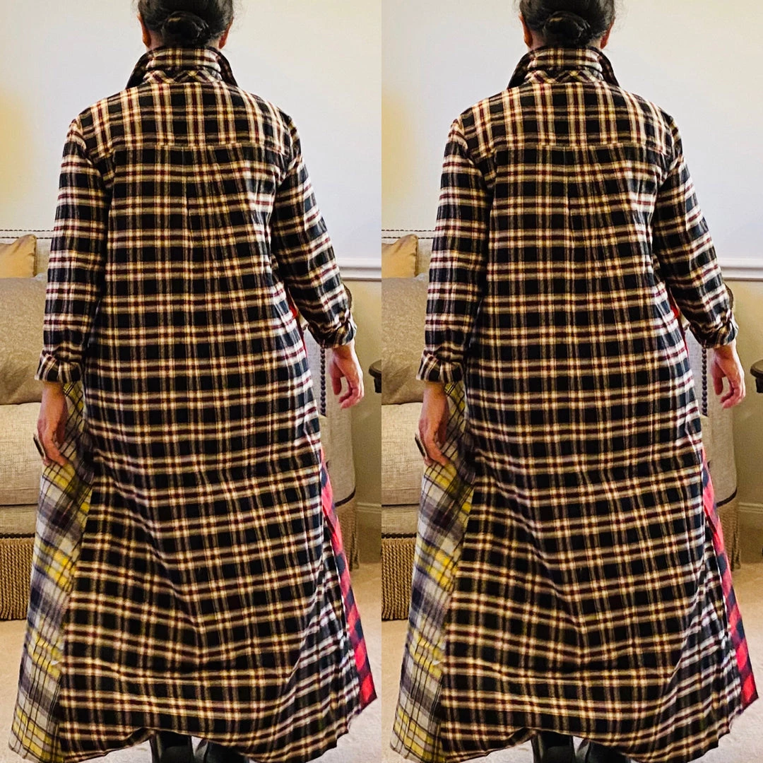 Social Butterfly Collection Plaid Check Multi Color Duster Dress 34 Social Butterfly Collection Plaid Check Multi Color Duster Dress