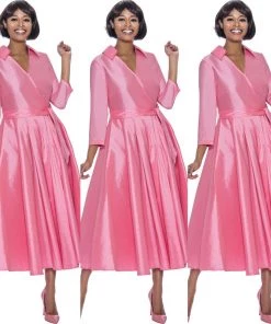 Social Butterfly Collection Pink Classic Style Faux Wrap Dress New Arrivals