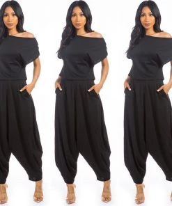 Social Butterfly Collection New Arrivals Black Two Piece Harem Pant Set