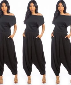Social Butterfly Collection New Arrivals Two Piece Black Harem Pant Set
