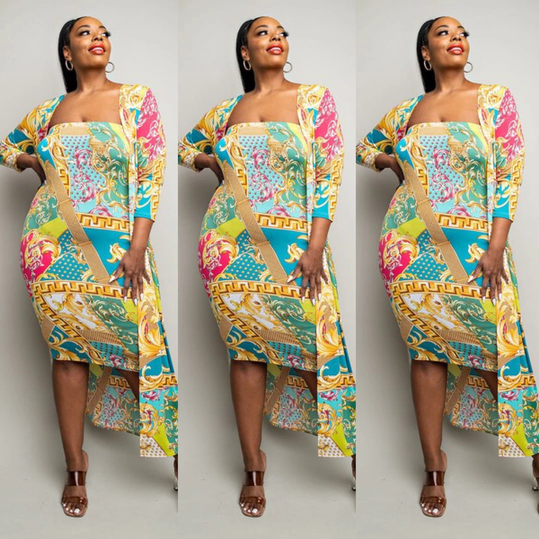 Social Butterfly Collection Bright Color Print Two Piece Dress Duster Set New Arrivals 9 Social Butterfly Collection Bright Color Print Two Piece Dress Duster Set New Arrivals