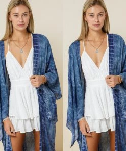 Social Butterfly Collection Denim Blue Tie Dye Kimono Sleeve Sheer Duster 19 Social Butterfly Collection Denim Blue Tie Dye Kimono Sleeve Sheer Duster