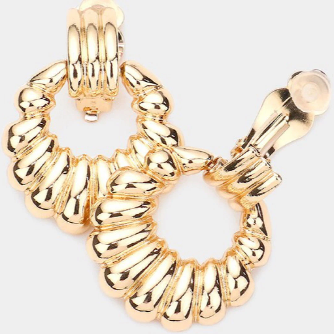 Social Butterfly Collection Sale Clip On Gold Ridged Earrings 5 Social Butterfly Collection Sale Clip On Gold Ridged Earrings