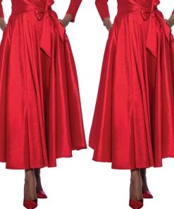 Social Butterfly Collection Red Classic Style Faux Wrap Dress