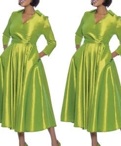 Social Butterfly Collection Green Classic Style Faux Wrap Dress 17 Social Butterfly Collection Green Classic Style Faux Wrap Dress