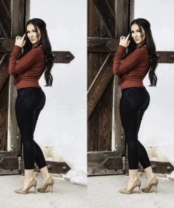 Social Butterfly Collection Black Plus Size Shiny Skinny Jeans