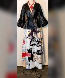 Social Butterfly Collection Black Puffy Sleeve Faux Leather Jacket Sale 44 Social Butterfly Collection Black Puffy Sleeve Faux Leather Jacket Sale