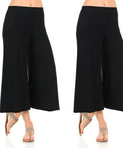 Social Butterfly Collection Plus Size Black Culotte Pants New Arrivals