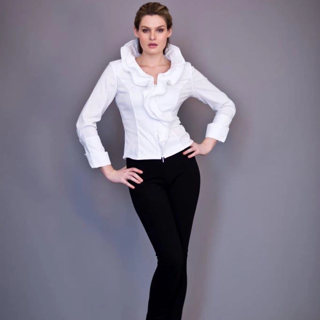 Social Butterfly Collection White Ruffle Neckline Top 3 Social Butterfly Collection White Ruffle Neckline Top