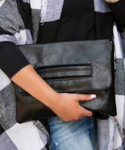 Social Butterfly Collection New Arrivals Black Diagonal Strap Clutch Handbag