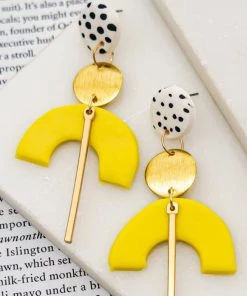 Social Butterfly Collection New Arrivals Yellow Gold Black White Abstract Earrings