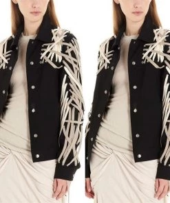 Social Butterfly Collection Detailed Black Jacket With Lace Up Drawstrings