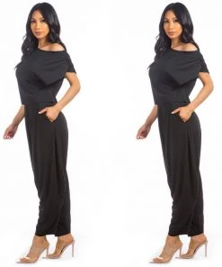 Social Butterfly Collection New Arrivals Two Piece Black Harem Pant Set