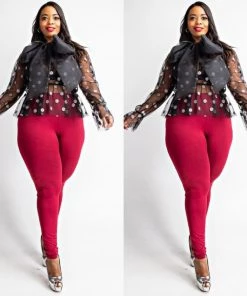 Social Butterfly Collection Plus Size Red Legging Pants